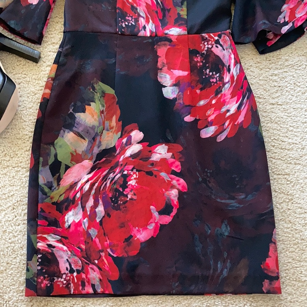 Trina Turk Float V Neck Ruffle Sleeve Dress - Picture 5 of 9